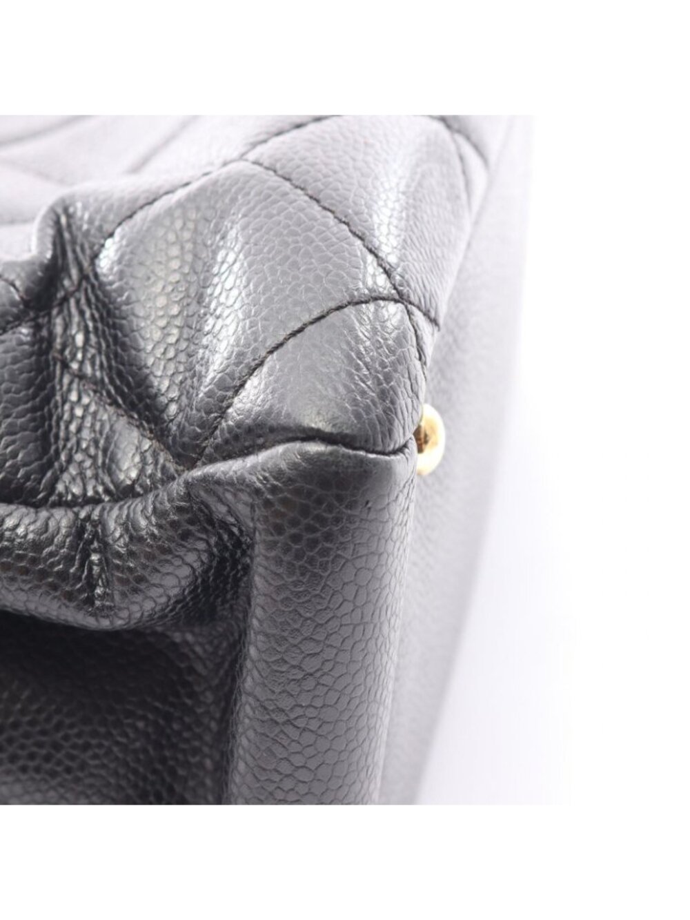 Chanel Tote Quilted Black Caviar Leather CC Logo Chain - Picture 9 of 9